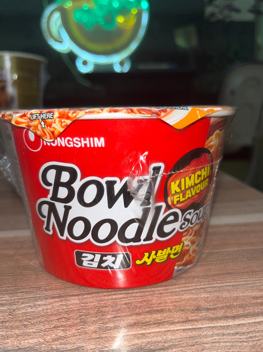 Bowl noodle soup kimchi flavour